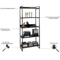 Kit Mesa Cavalete 150 Cm Com Estante 5 Prateleiras Preto - 5