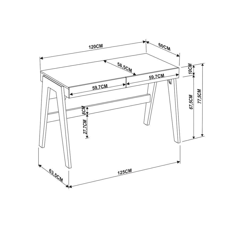 Escrivaninha Trend Com 2 Gavetas Hanover E Off White - 8