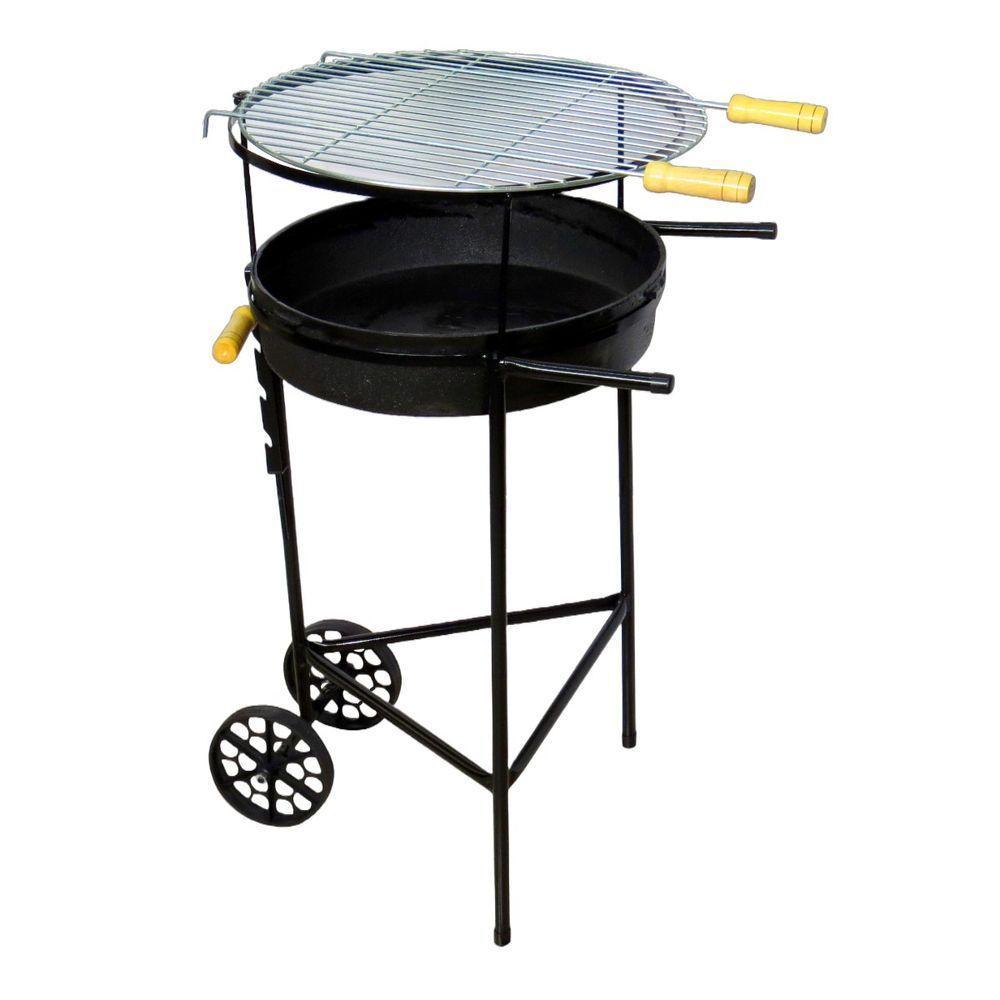 Churrasqueira Redonda Grelha E Carrinho Com Rodas 66x55x42cm - 1
