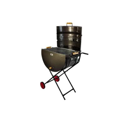Churrasqueira Meio Tambor Grill 200l Grelha Suporte e Rodas