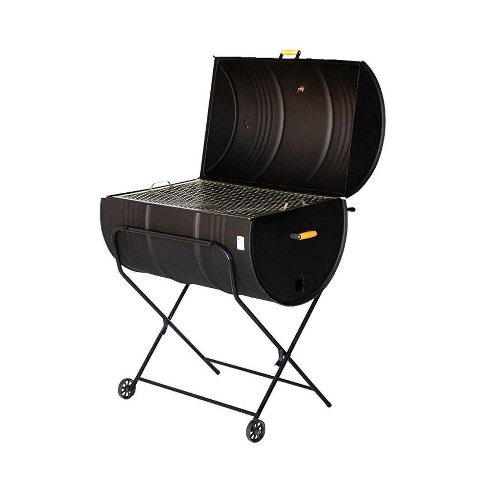 Churrasqueira Termômetro A Bafo Tambor Suporte E Rodas 200L - 3
