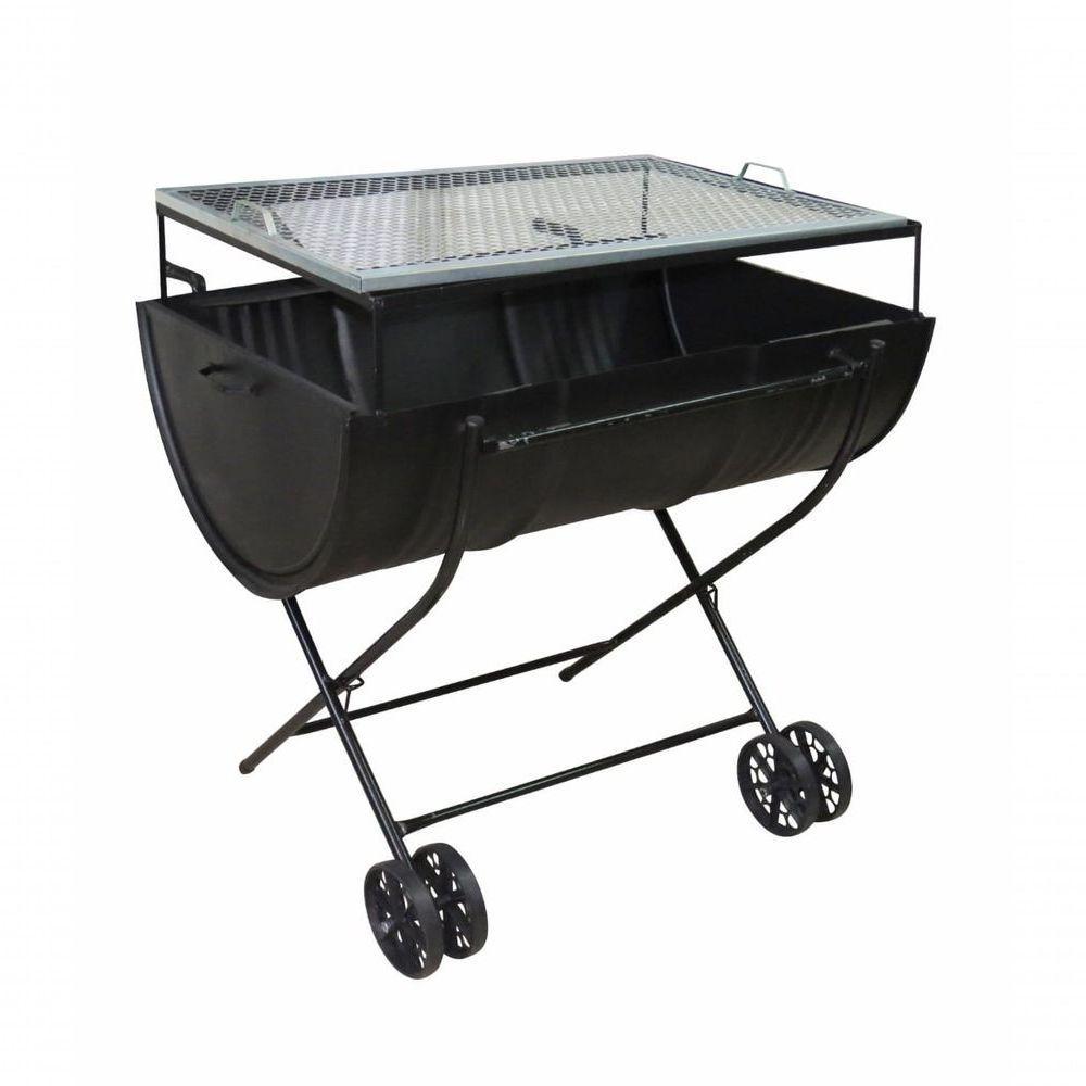 Churrasqueira Meio Tambor Com Grelha E Carrinho 200L - 1