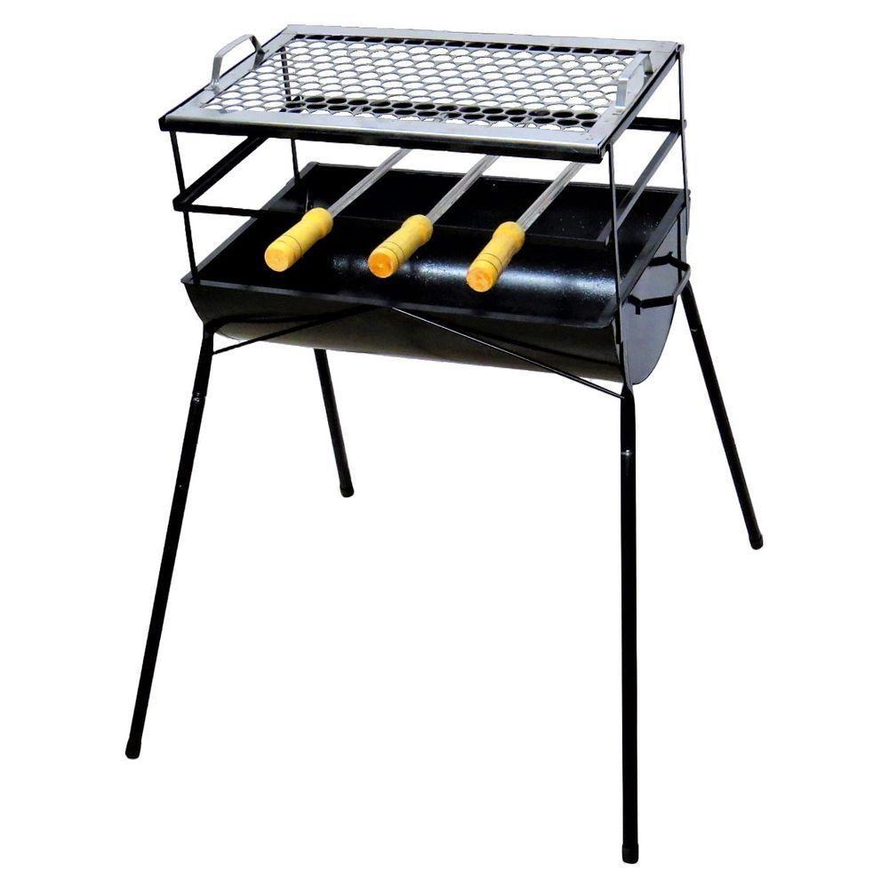 Churrasqueira Espetinho E Pé Ab 1 Grelha 3 Espeto 83X44X30Cm - 1