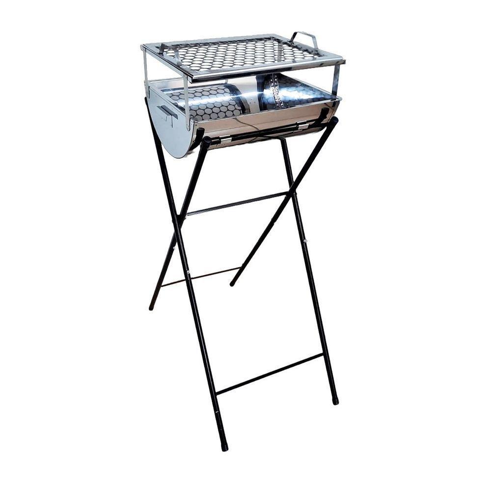 Churrasqueira Master Aço Inox Grelha E Suporte 92X36X30Cm - 1