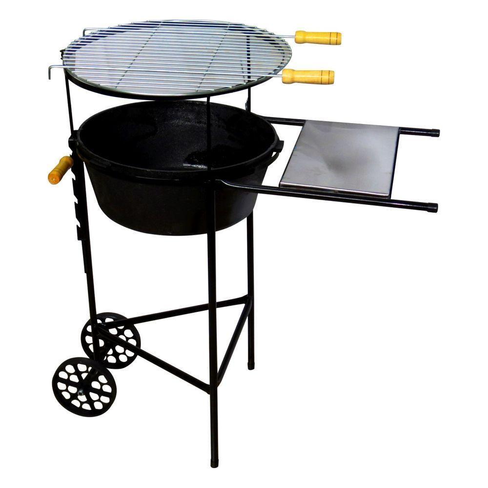 Churrasqueira Redonda Funda Bandeja E Carrinho 70x66x42cm - 1