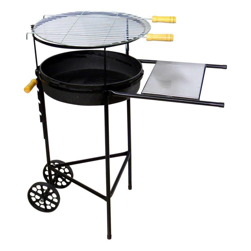 Churrasqueira Redonda Grelha Bandeja E Carrinho 70x66x42cm - 1