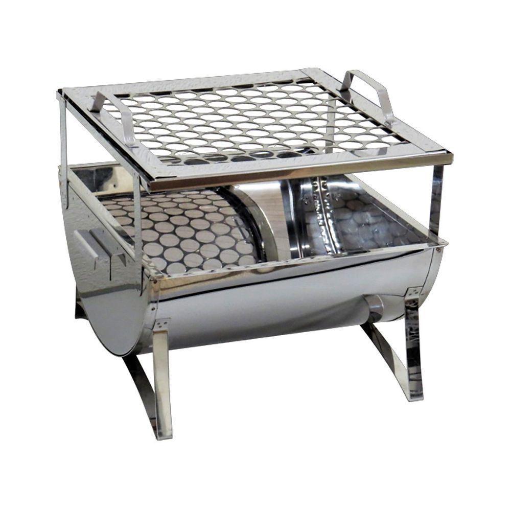 Churrasqueira Praia E Campo Aço Inox Com Grelha 30x28x24cm - 1