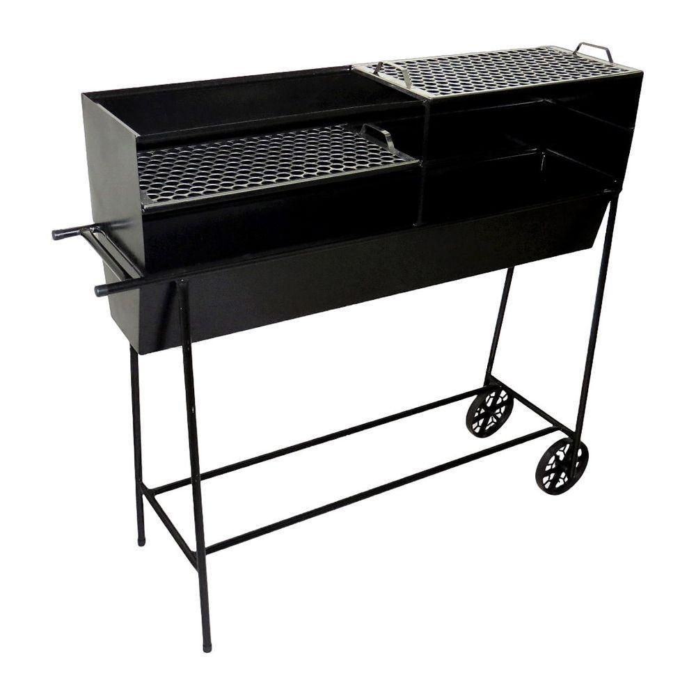 Churrasqueira Espetinho Aço Fe Grelhas Carrinho 100x99x26cm. - 1
