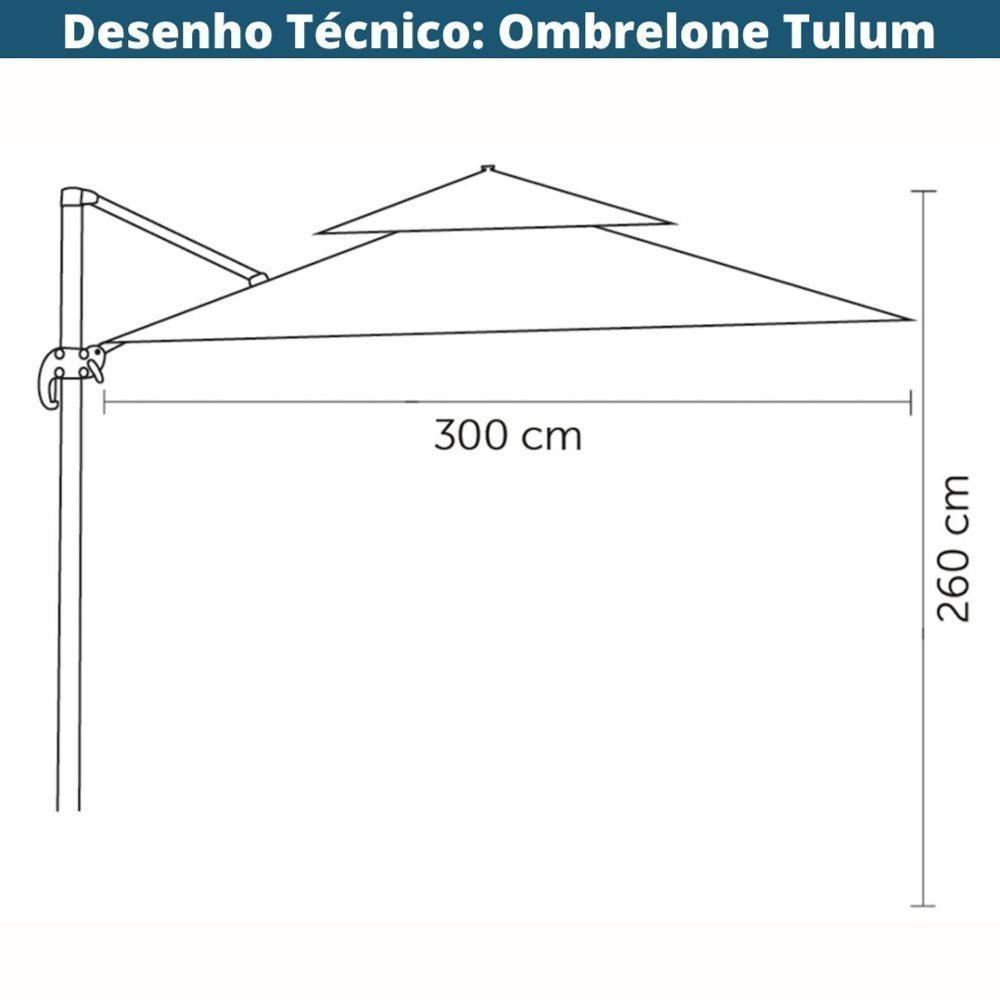 Ombrelone Lateral Tulum Rivatti 300 Cm Em Aluminio Com Base Cruz Capa Poliéster Fendi - 3