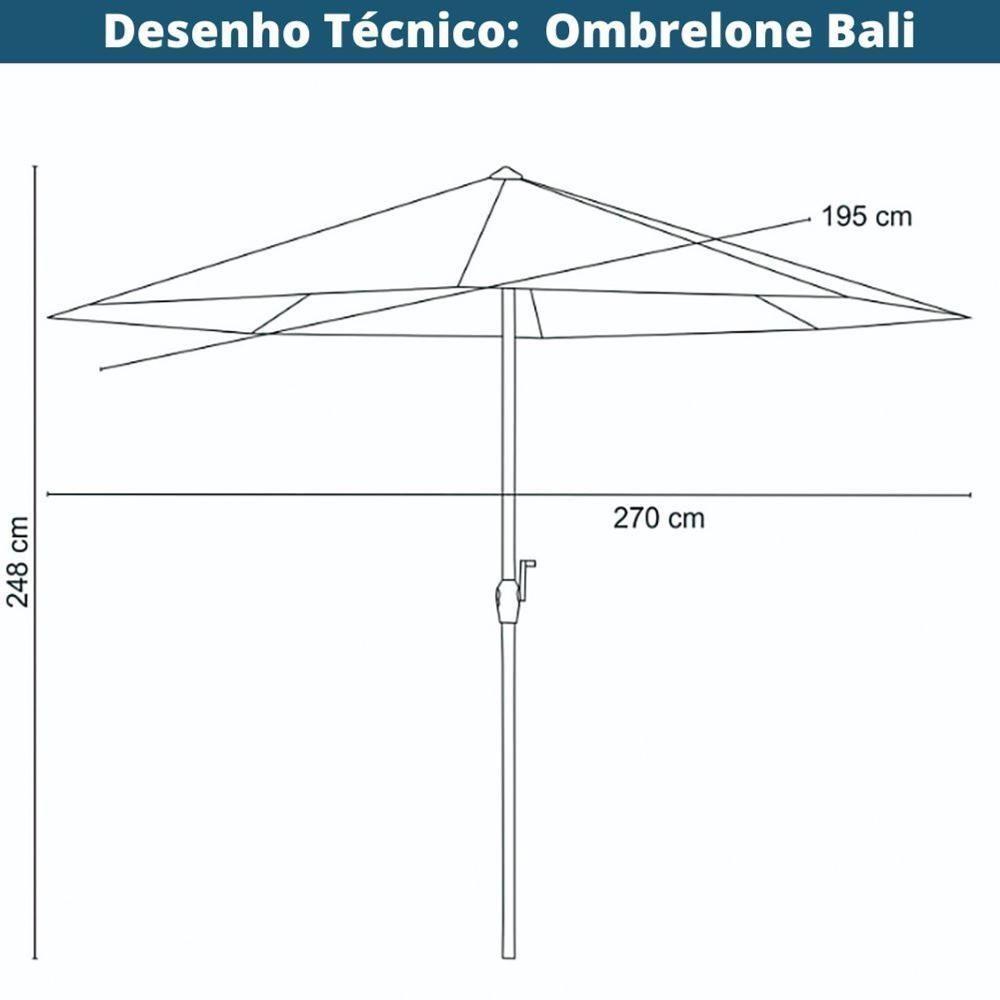 Ombrelone Central Bali Rivatti 270 Cm Em Alumínio Sem Base E Capa Em Poliéster Marfim - 2