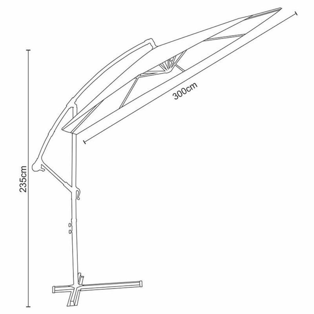 Ombrelone Lateral Bahamas Rivatti 300 Cm Em Alumínio Com Base Capa Em Poliéster Azul Marinho - 2