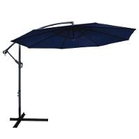 Ombrelone Lateral Bahamas Rivatti 300 Cm Em Alumínio Com Base Capa Em Poliéster Azul Marinho - 1