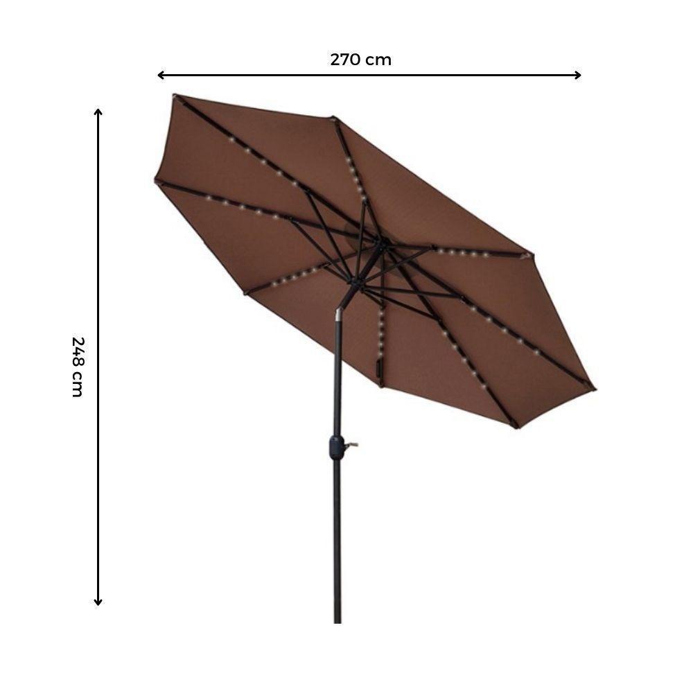 Ombrelone Central Aruba Rivatti 243 Cm Em Alumínio Com Iluminação Led Sem Base Capa Poliéster Fendi - 2