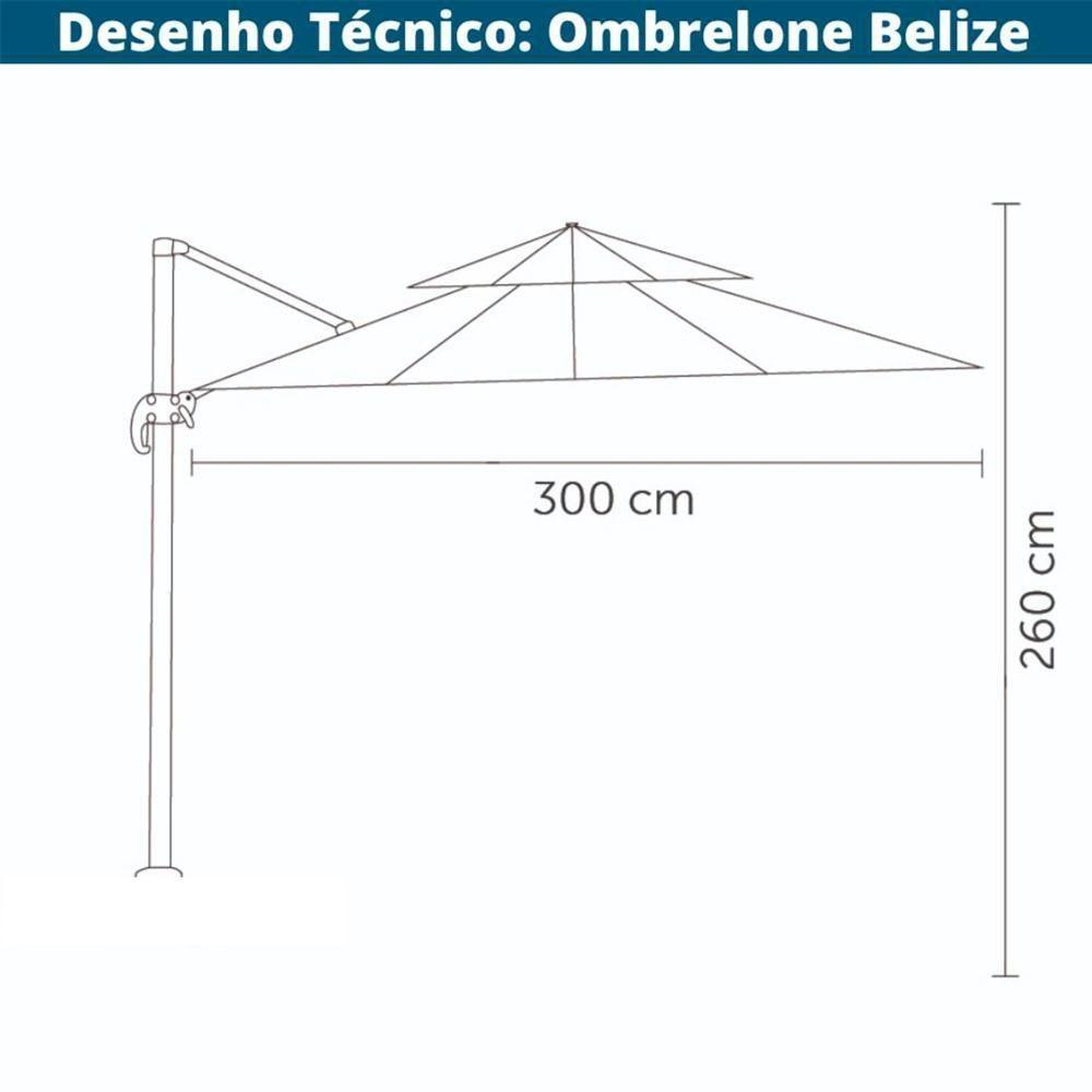 Ombrelone Lateral Belize Rivatti 300 Cm Em Aluminio Com Base Cruz Capa Poliéster Fendi - 2