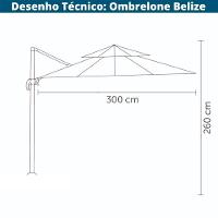 Ombrelone Lateral Belize Rivatti 300 Cm Em Aluminio Com Base Cruz Capa Poliéster Fendi - 2