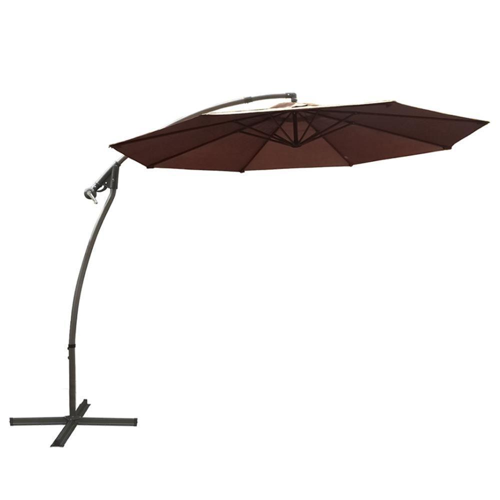 Ombrelone Lateral Saba Rivatti 300 Cm Em Alumínio Com Base Com Capa Em Poliéster Café - 1