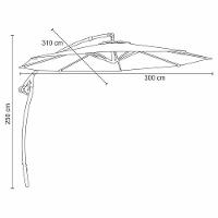 Ombrelone Lateral Saba Rivatti 300 Cm Em Alumínio Com Base Com Capa Em Poliéster Café - 5