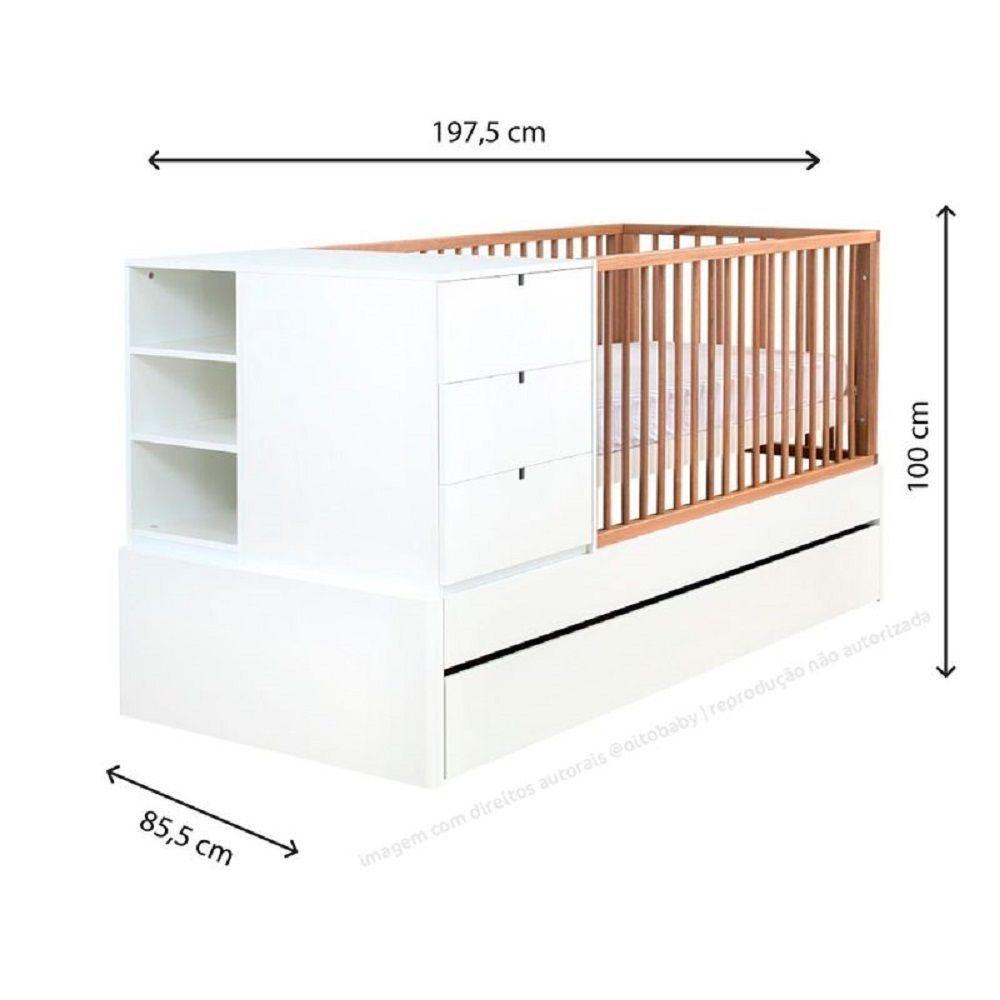 Berço Encanto Branco Com Grades Em Madeira + Colchão Incluso - 6