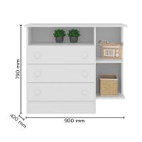 Kit Mini Cama E Cômoda 3 Gavetas Com Nicho Brilhar Branco - 6