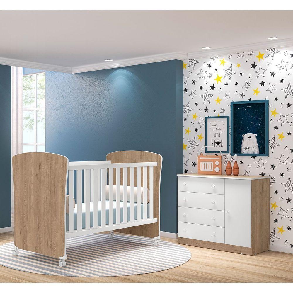 Kit Berço Mini Cama E Cômoda Sapateira Infantil Branco - 1