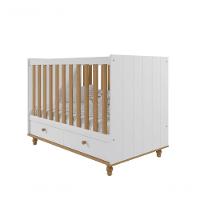 Berço 2 Gavetas Grade Fixa 100% Mdf Candy Permobili Branco/Nature Branco/Nature - 1