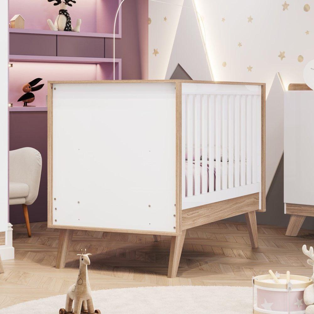 Berço Mini Cama 3 Em 1 Confete Henn Branco Com Jequitibá Hp - 1