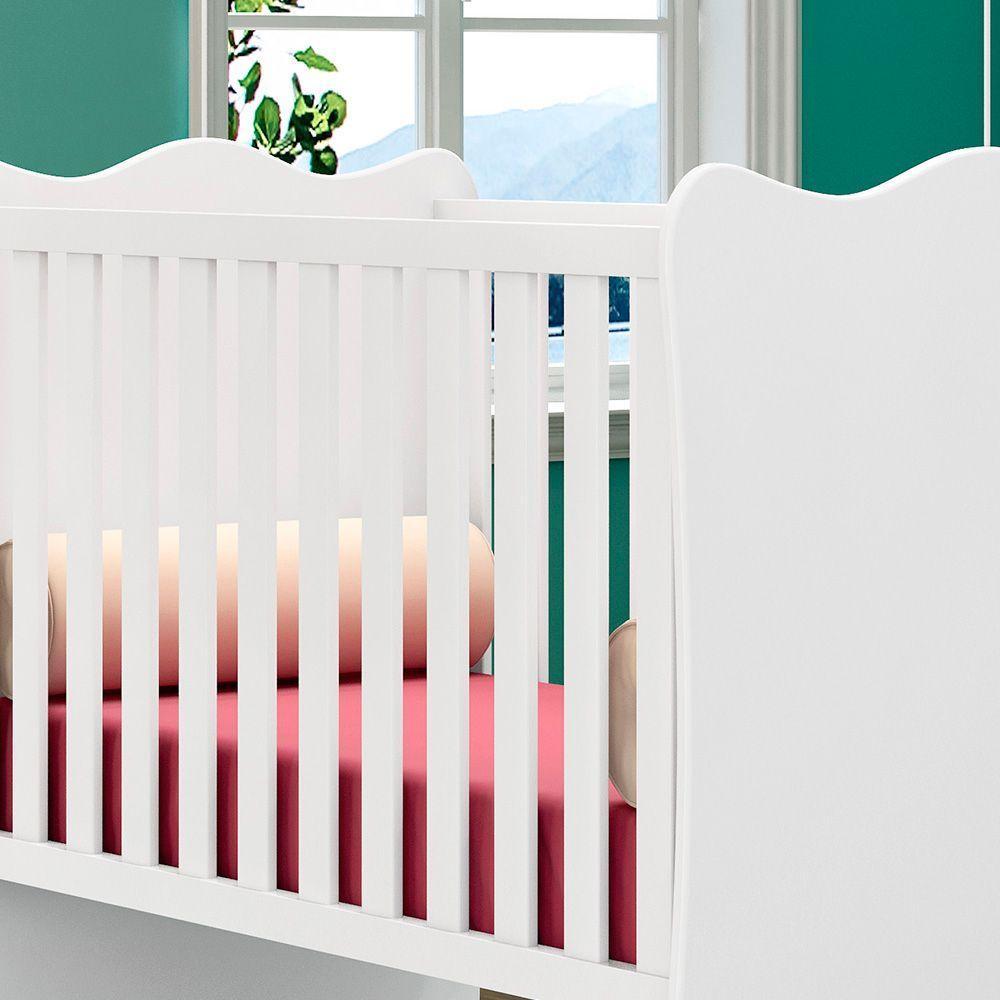Berço Infantil Com Mosqueteiro Doce Sonho Branco - 3
