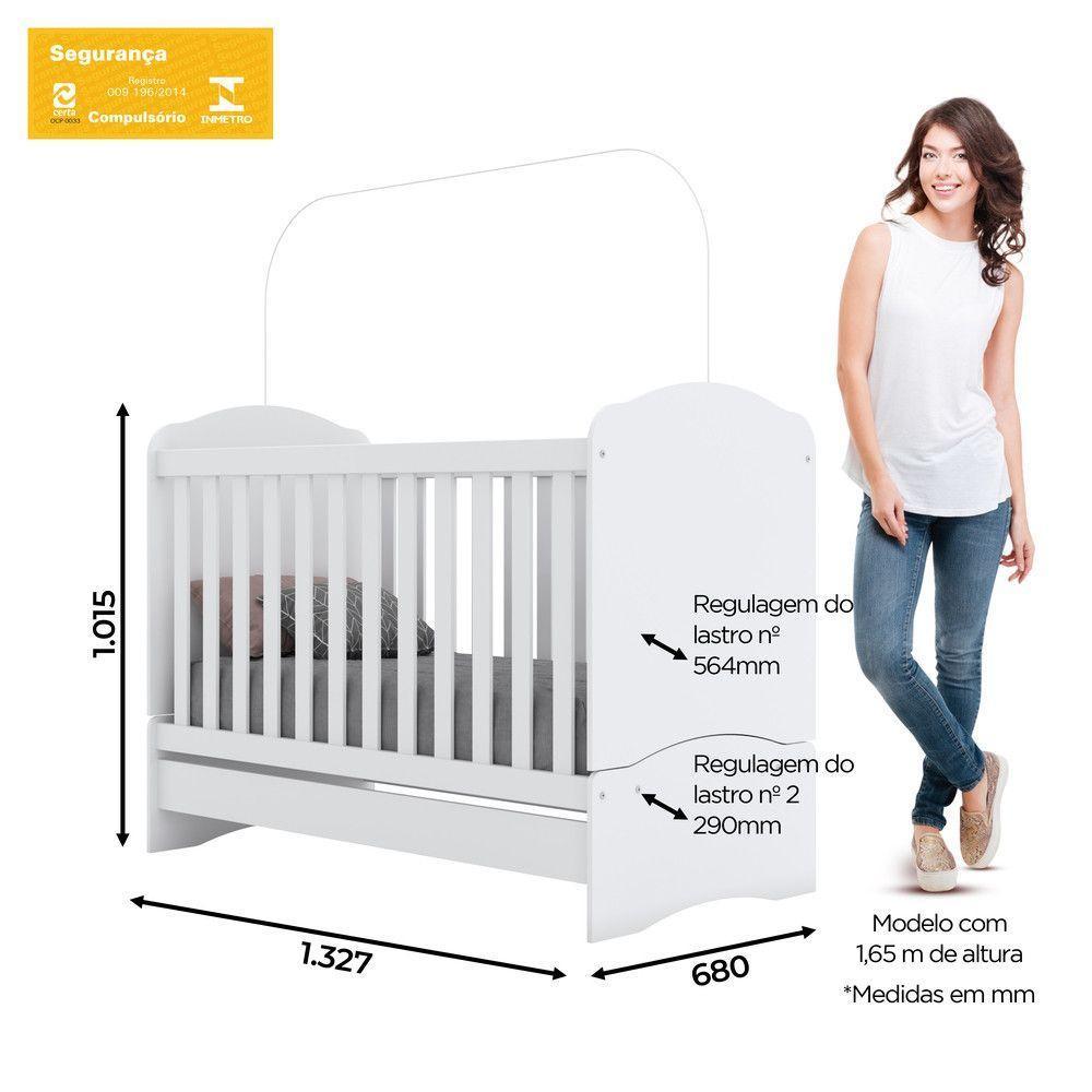 Berço Mini Cama 3 Em 1 Bala De Menta Henn Branco - 5