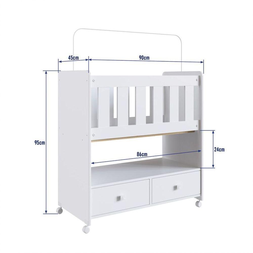 Mini Berço Moisés 2 Gavetas Certificado Pelo Inmetro By 510 Branco - 2