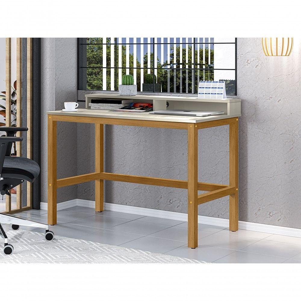 Escrivaninha Califórnia Branco / Amêndoa - Tebarrot - 1