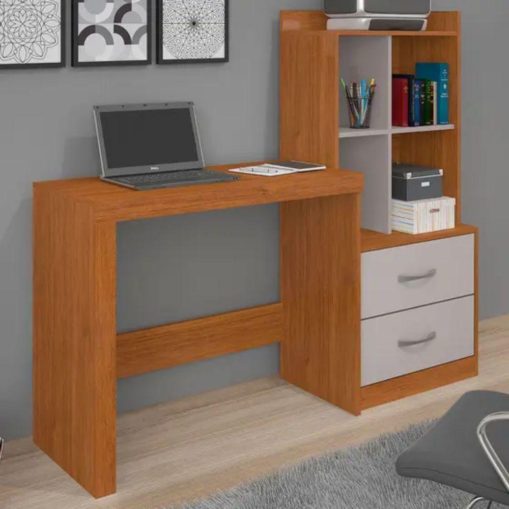Escrivaninha Alana Com Estante Jcm Movelaria Cinamomo Off White - 6