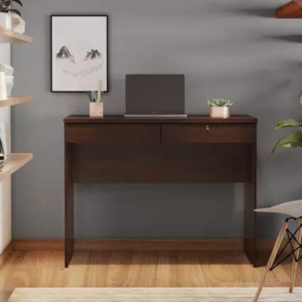 Escrivaninha Felícia Com 2 Gavetas E Chave Jcm Movelaria Café - 5