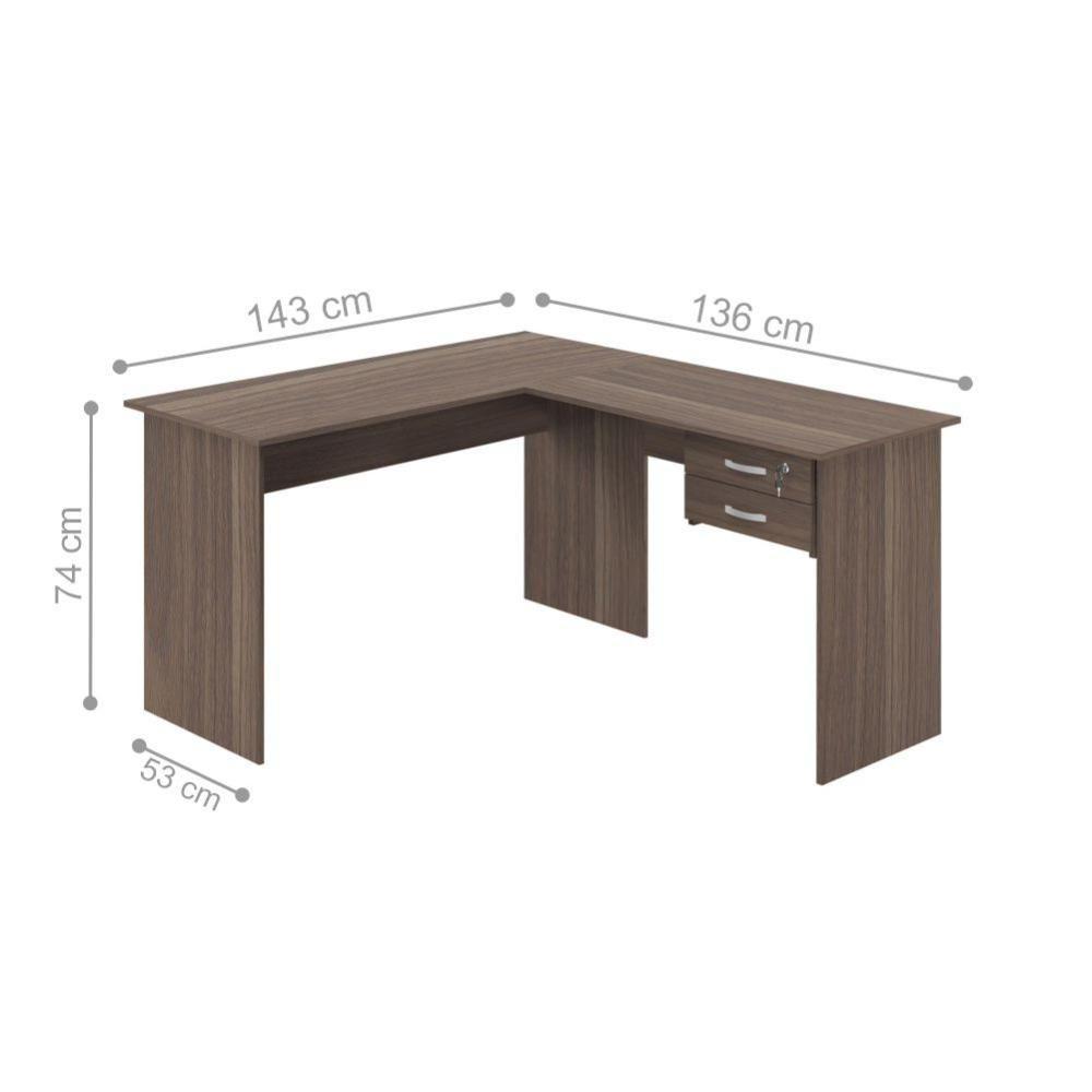 Escrivaninha Em L Com Gaveteiro Drums Affara - 2