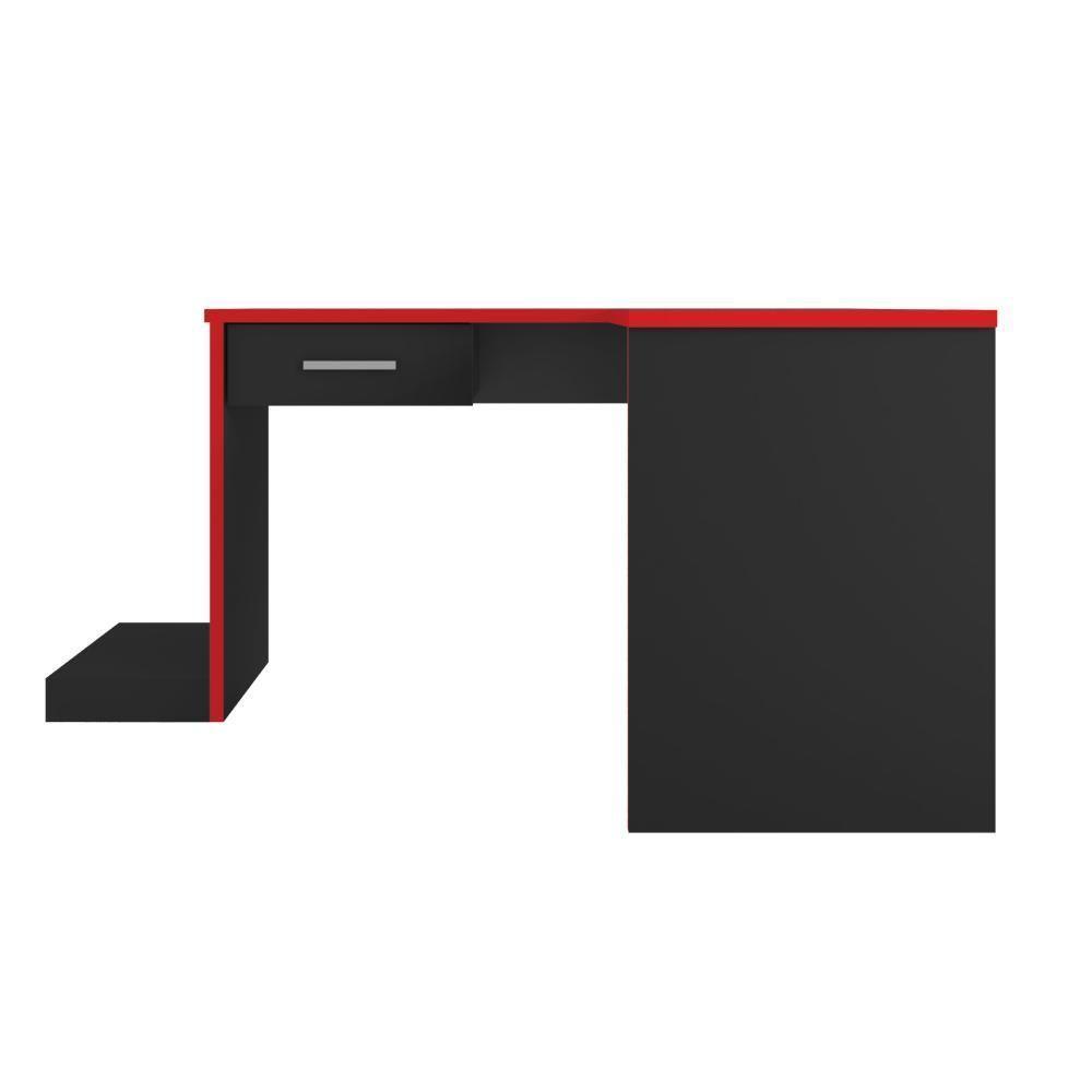 Mesa Gamer De Canto Com Gaveta Wayra Preto Vermelho - 3