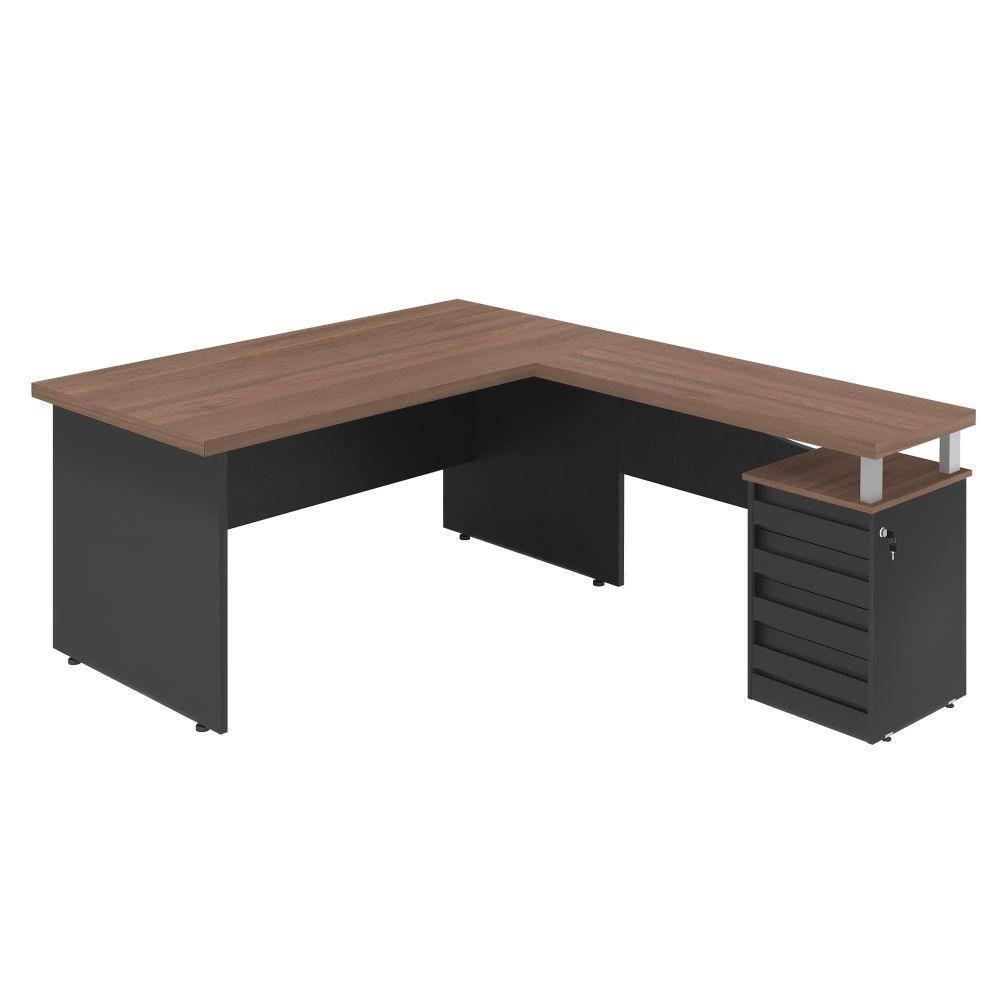 Mesa Em L 1.8 Brasil Noce Preto - 1