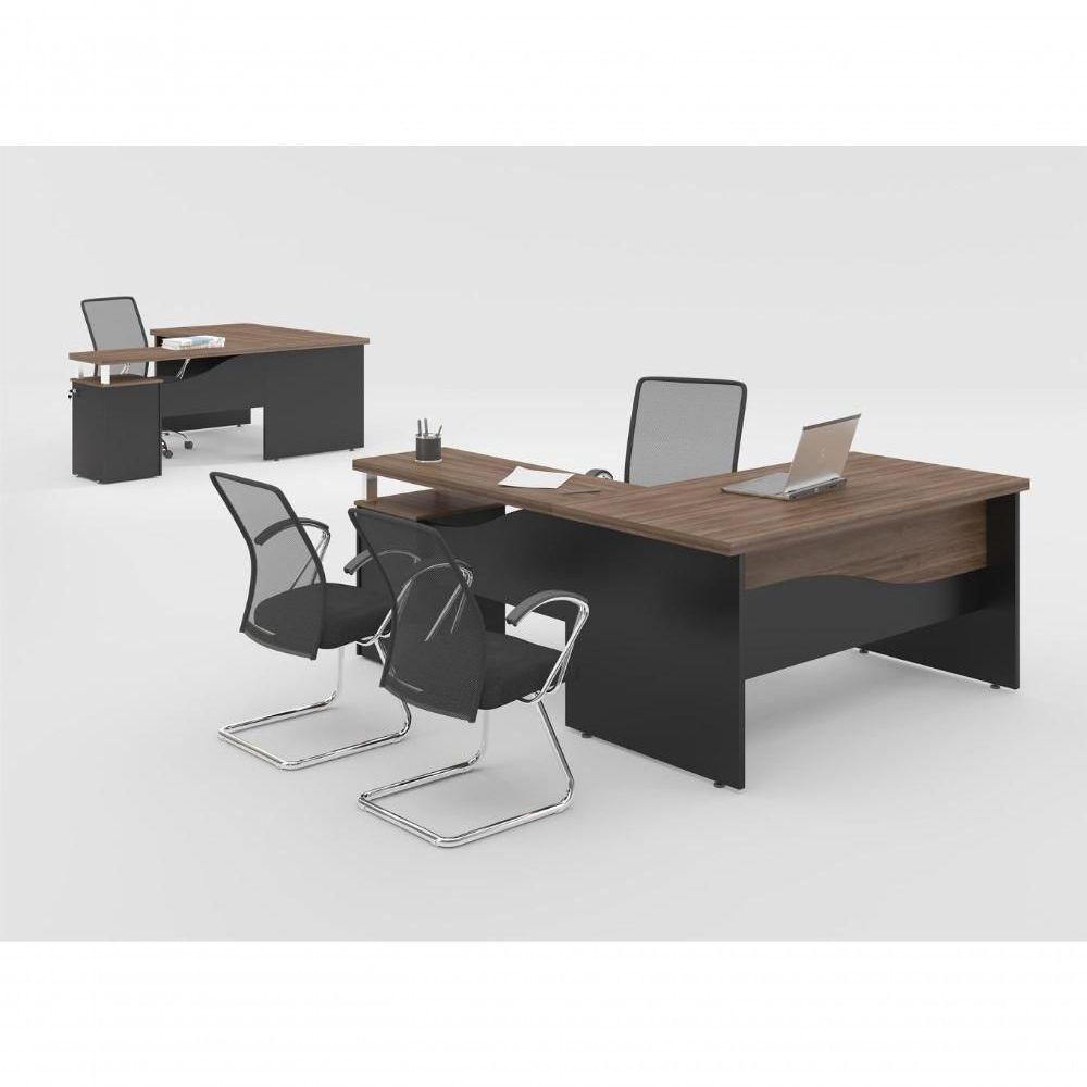 Mesa Em L 1.8 Brasil Noce Preto - 3