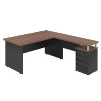 Mesa Em L 1.8 Brasil Noce Preto - 1