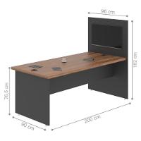 Mesa Com Painel Bot Noce Preto - 2