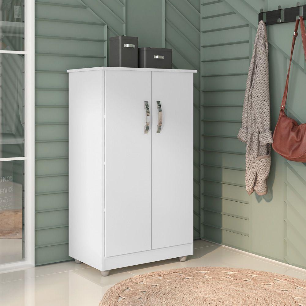 Conjunto Home Office Mesa Escrivaninha E Armário Branco - 2