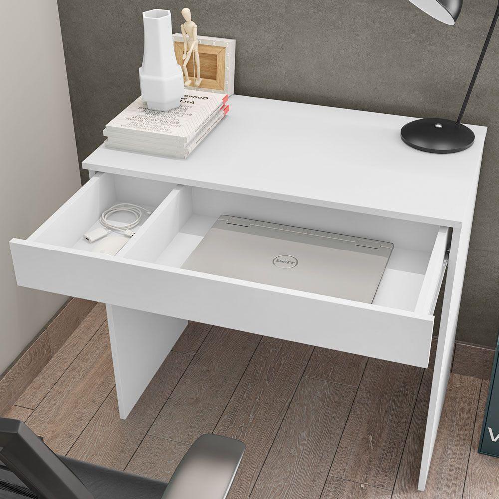 Conjunto Home Office Mesa Escrivaninha E Armário Branco - 6