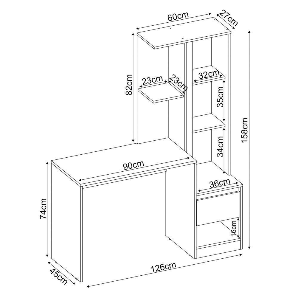 Escrivaninha Com Armário 1 Porta 1 Gaveta Amendola/grafito - 2