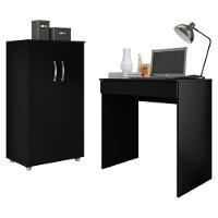Conjunto Home Office Mesa Escrivaninha E Armário Preto - 1