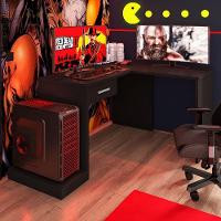 Mesa Em L Com Gaveta Adrianus Preto - 1