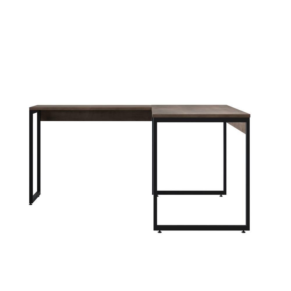 Conjunto De Mesas Em L Levi Castanho Preto - 4