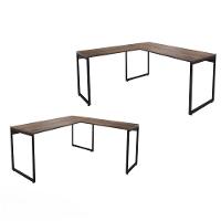 Conjunto De Mesas Em L Levi Castanho Preto - 1