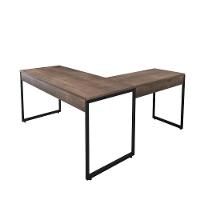 Conjunto De Mesas Em L Levi Castanho Preto - 5