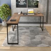 Conjunto De Mesas Em L Levi Castanho Preto - 6