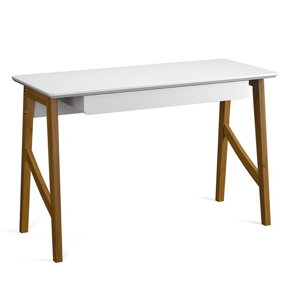 Escrivaninha Taurus Quarto Escritório 1 Gaveta Branco Branco - 1