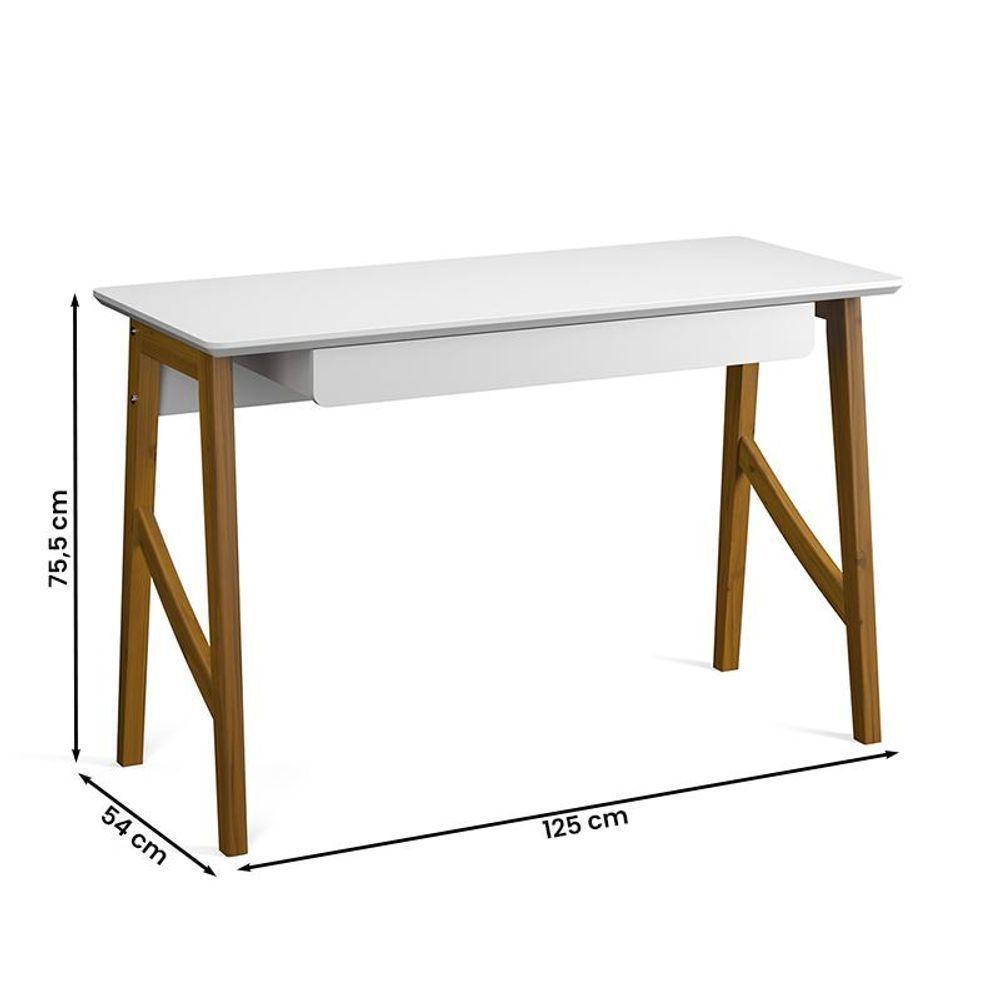 Escrivaninha Taurus Quarto Escritório 1 Gaveta Branco Branco - 4