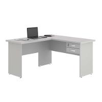 Mesa Em L Com Gaveteiro Carper Cinza - 1